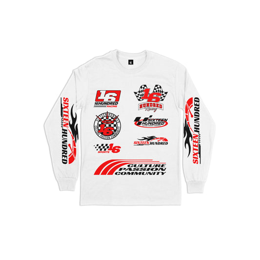 RACING SPORTS v1 Long Sleeve Tee in White