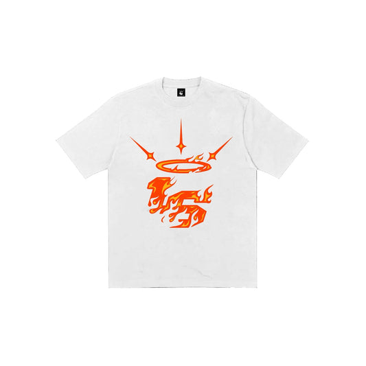 16 RED FLAME LOGO Tee in White