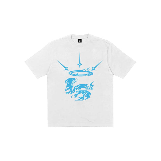 16 BLUE FLAME LOGO Tee in White