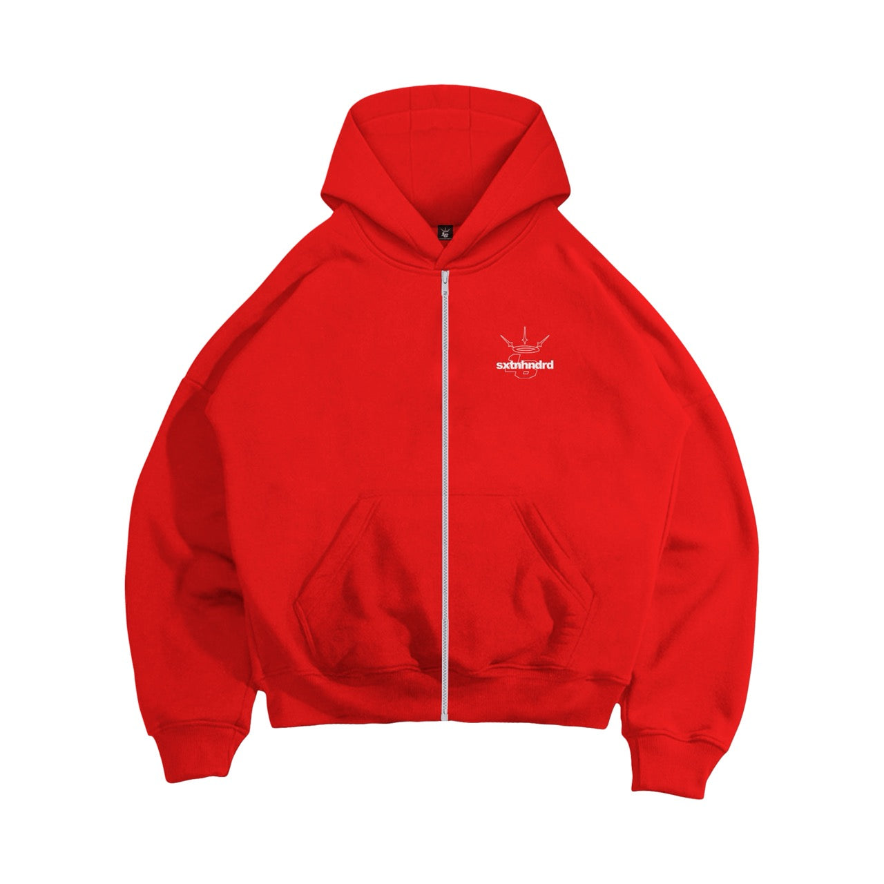 Double Zip Box Hoodie in Red