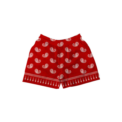 PAISLEY PRINTED RED Mesh Shorts
