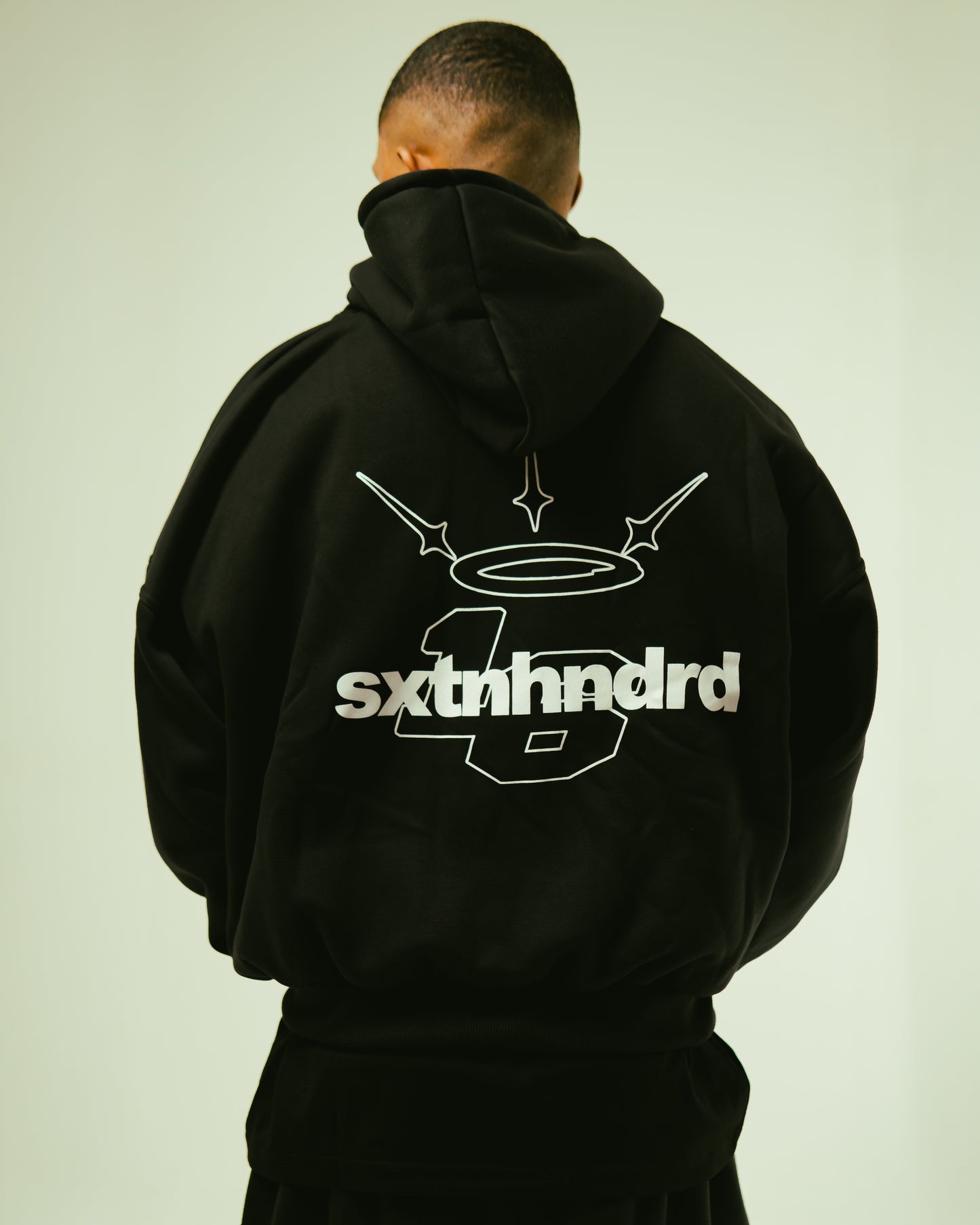 Double Zip Box Hoodie in Black