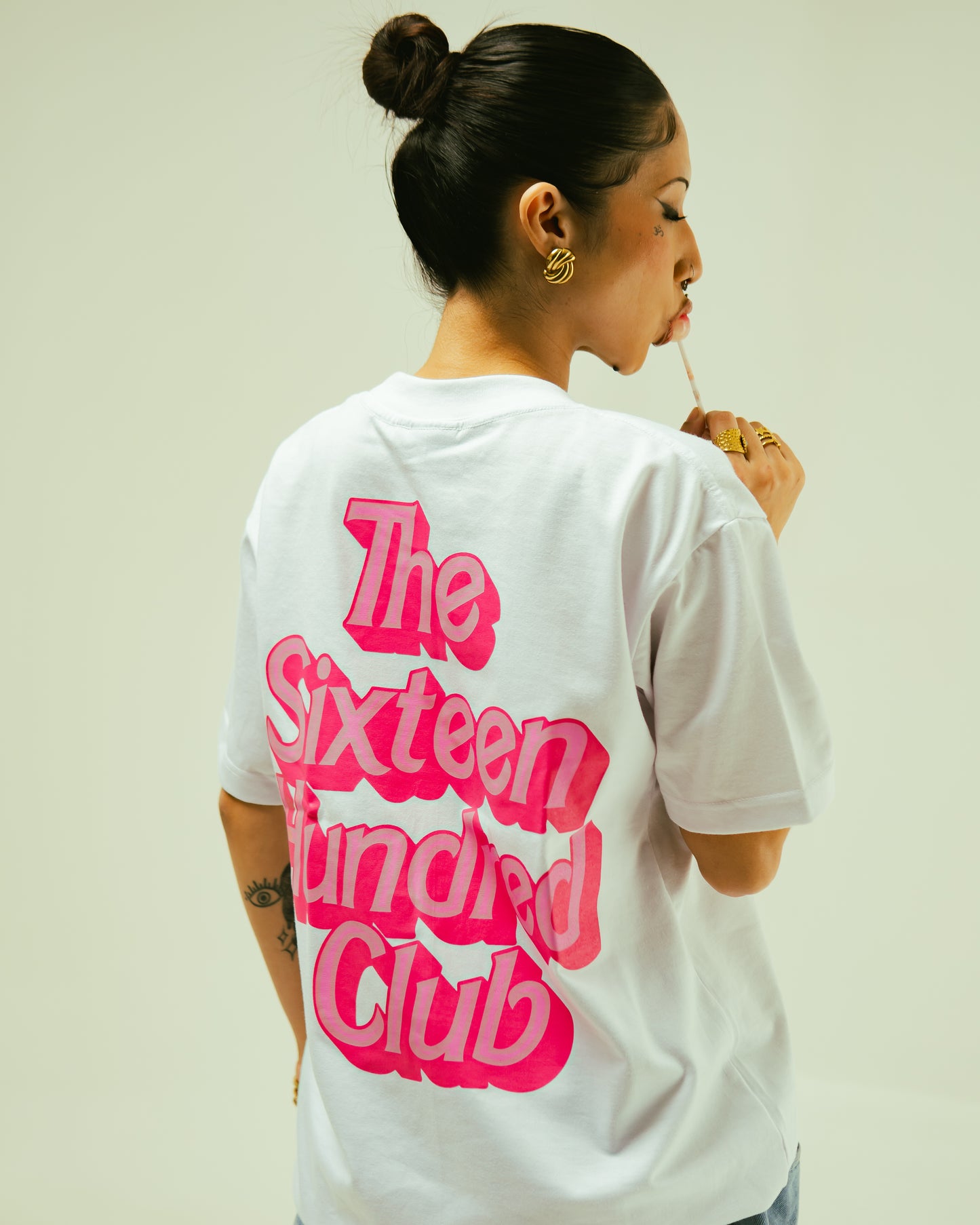 16 Popsicle Pink Tee in White