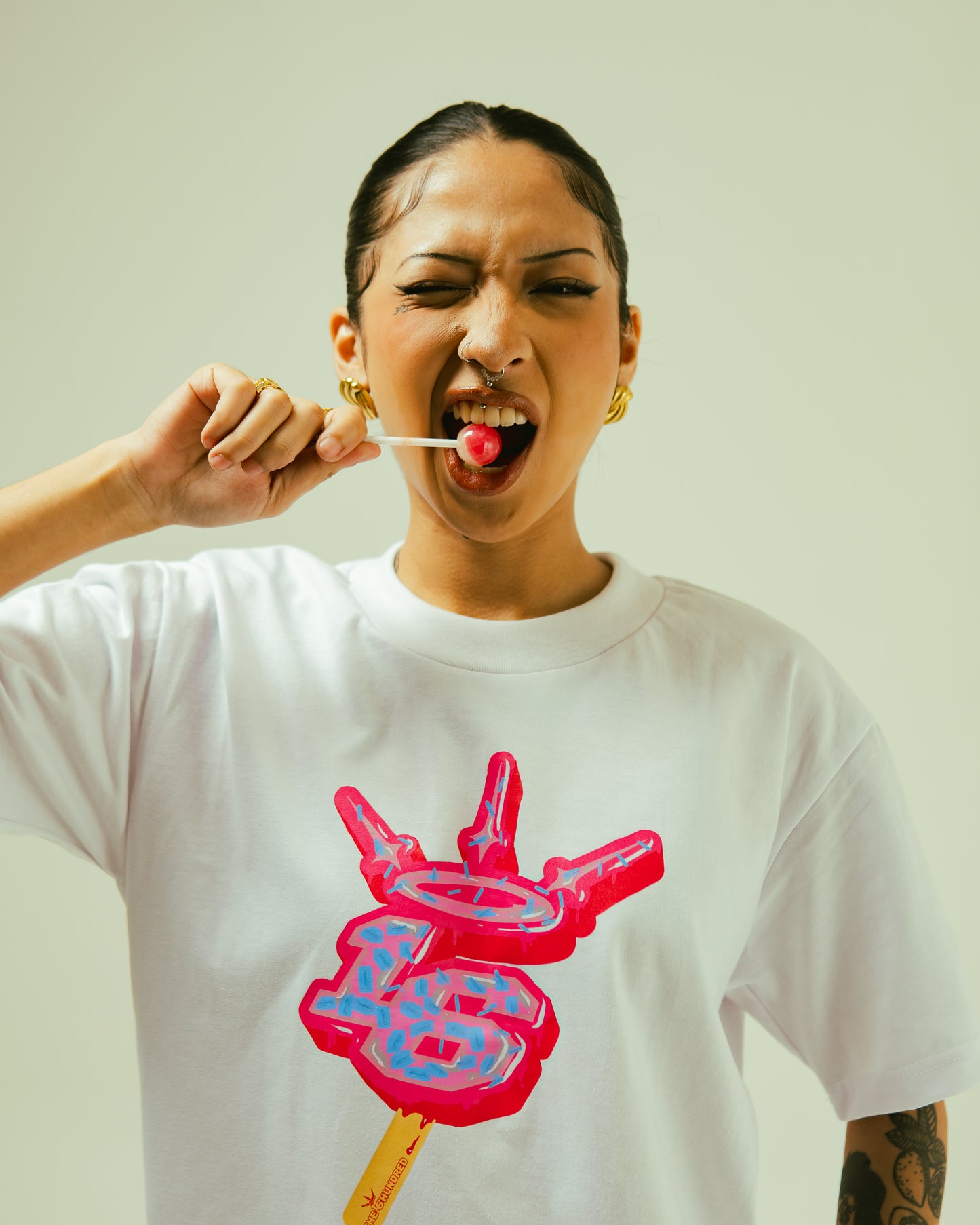 16 Popsicle Pink Tee in White