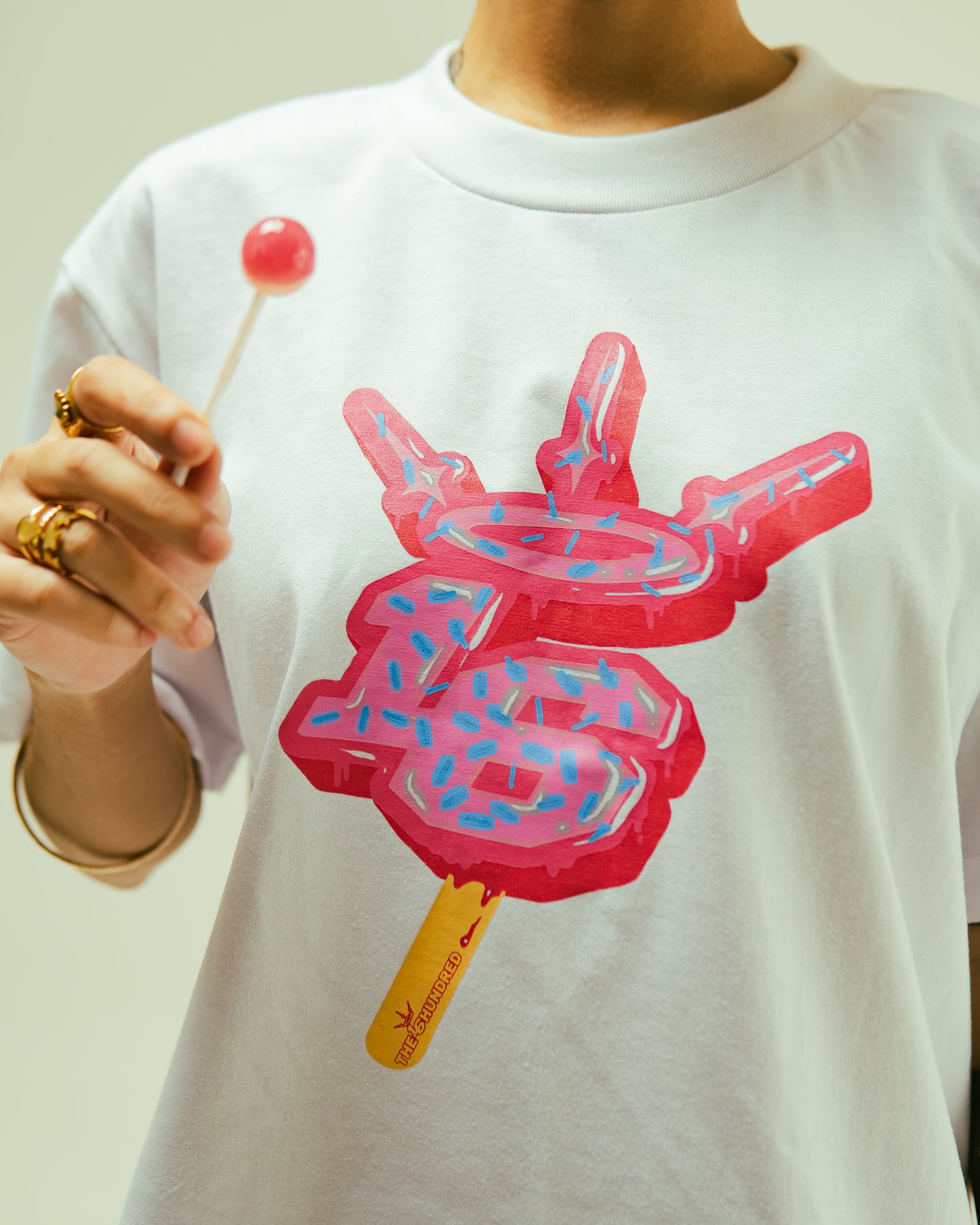 16 Popsicle Pink Tee in White