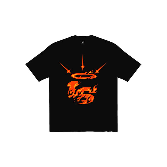 16 RED FLAME LOGO Tee in Black