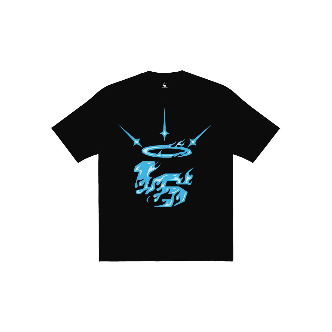 16 BLUE FLAME LOGO Tee in Black