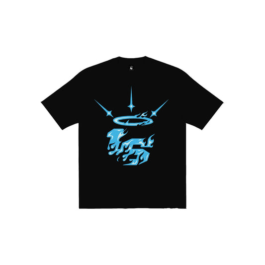 16 BLUE FLAME LOGO Tee in Black