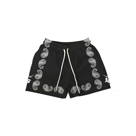 PAISLEY JET BLACK Mesh Shorts